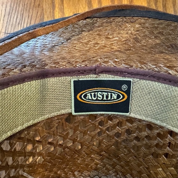 Austin Western Straw Cowboy Hat, Dark Burnout Tan, 12” Head Circumference - Picture 6 of 12